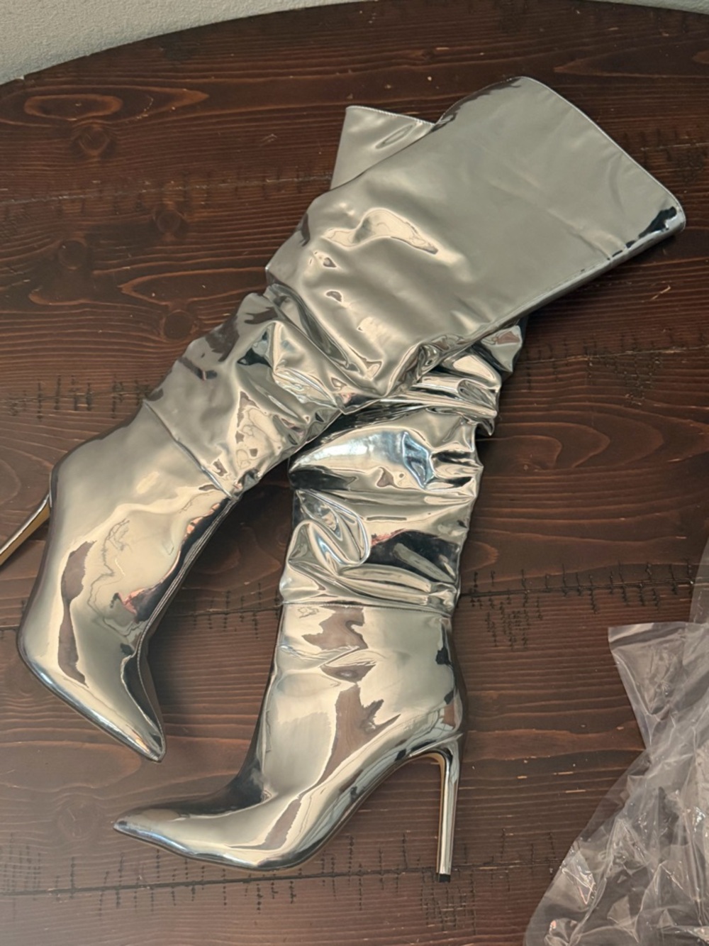 INC International Concepts Metallic Silver Over-the-Knee Stiletto Boots